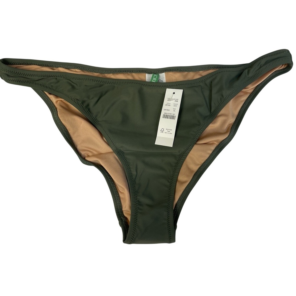 NEW J. Crew Boomerang High leg Bikini Bottom Green XL BP209 X Large Swimsuit